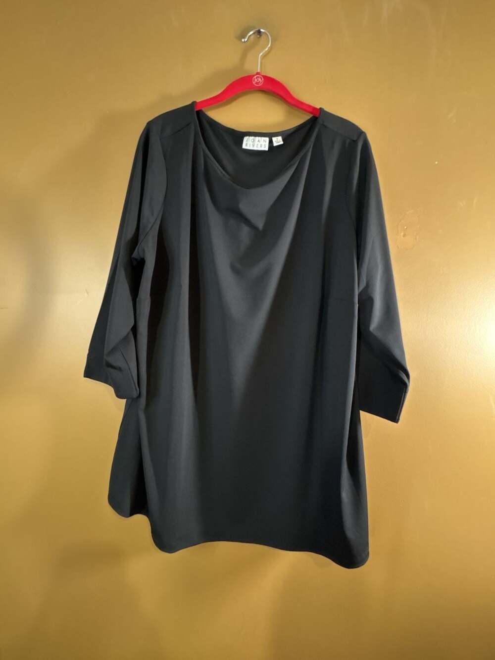HC1137. Joan Rivers Black Cowl Neck 3/4 Sleeve Tunic Blouse Size 1X
